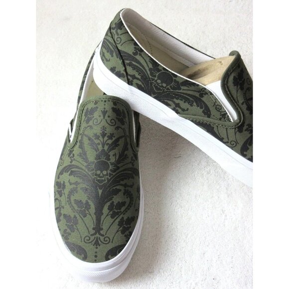 Vans Men's Classic Slip On Skull Tapestry Grape Leaf Canvas Shoes Size NIB - Picture 4 of 5